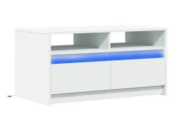 Mesa De Centro| Mesa de centro | Mesa de apoio com luzes LED derivados de madeira Branco