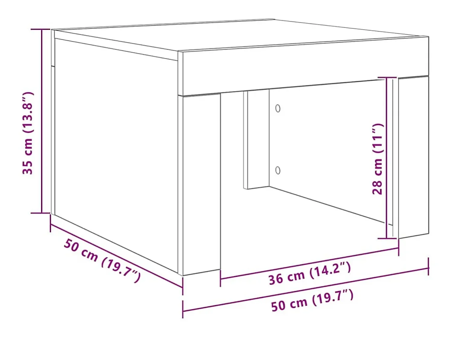 New Mesa de centro | Mesa de apoio 50x50x35 cm derivados de madeira carvalho sonoma Castanho