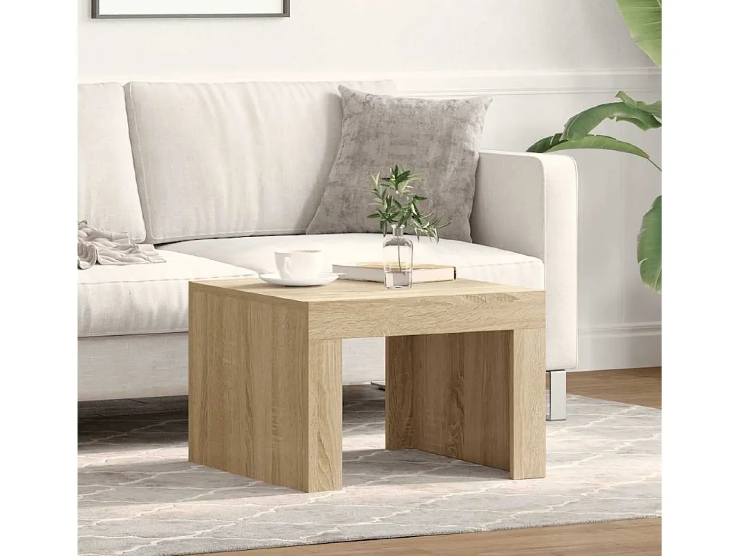 New Mesa de centro | Mesa de apoio 50x50x35 cm derivados de madeira carvalho sonoma Castanho