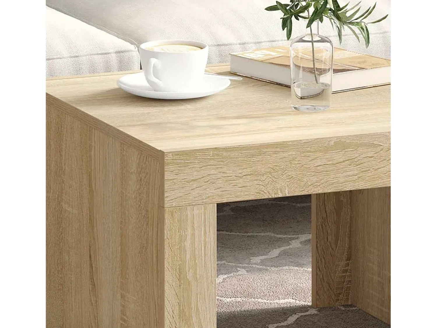 New Mesa de centro | Mesa de apoio 50x50x35 cm derivados de madeira carvalho sonoma Castanho