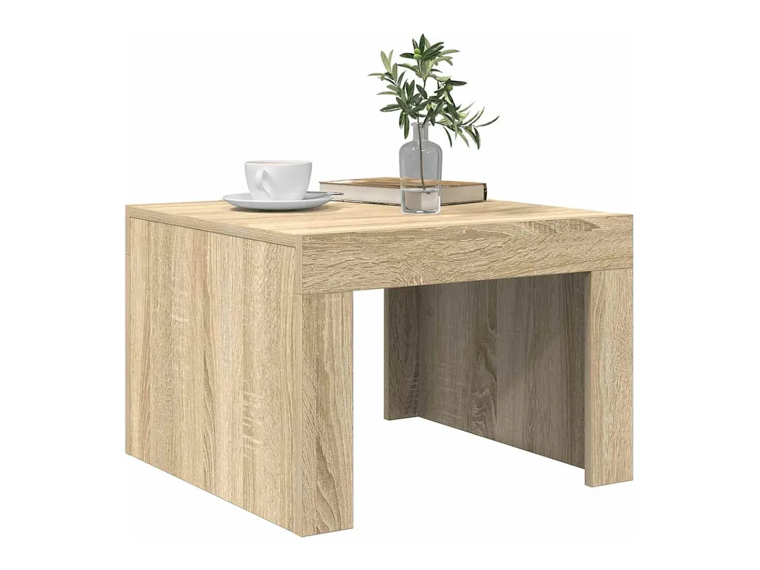 New Mesa de centro | Mesa de apoio 50x50x35 cm derivados de madeira carvalho sonoma Castanho