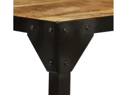 Mesa De Centro| Mesa de centro | Mesa de apoio madeira de mangueira maciça áspera e aço 110 cm Castanho