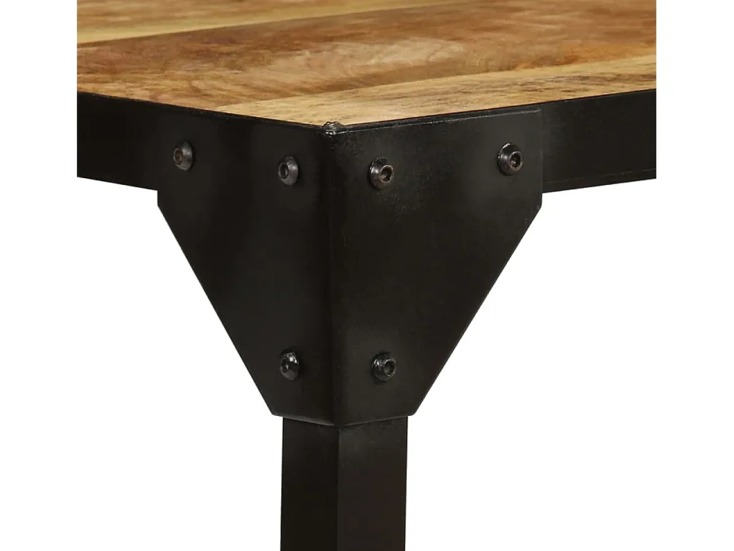 Mesa De Centro| Mesa de centro | Mesa de apoio madeira de mangueira maciça áspera e aço 110 cm Castanho