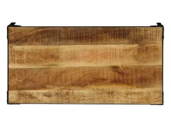 Mesa De Centro| Mesa de centro | Mesa de apoio madeira de mangueira maciça áspera e aço 110 cm Castanho
