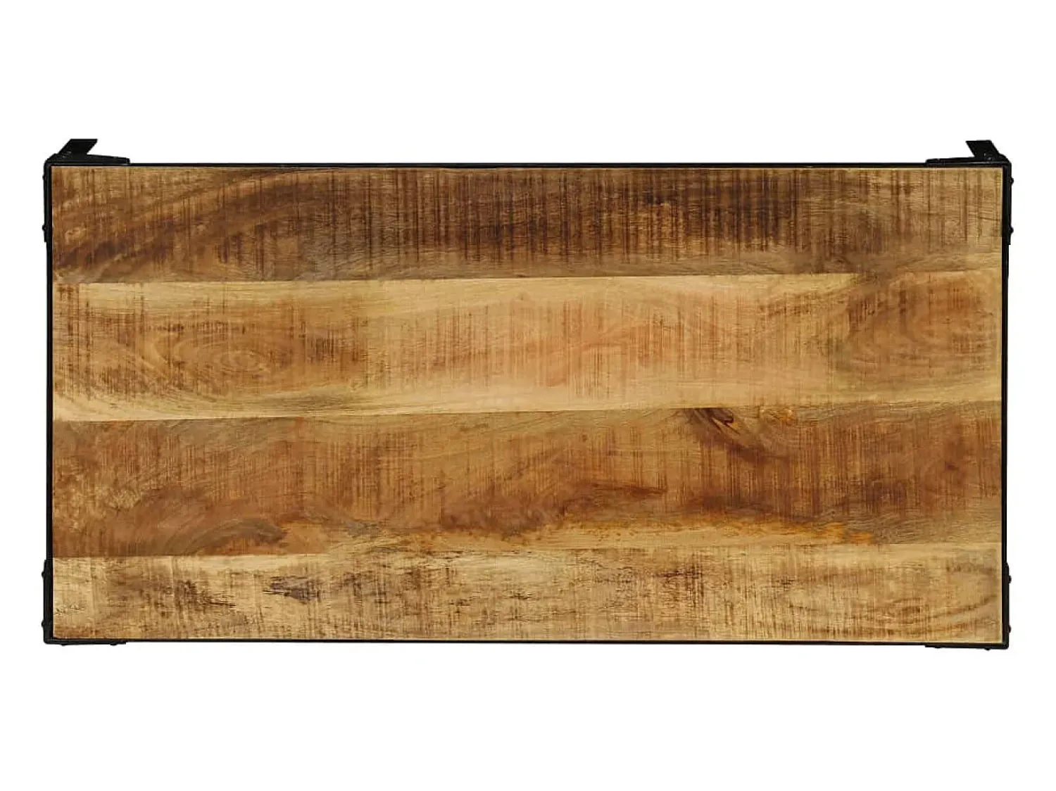 Mesa De Centro| Mesa de centro | Mesa de apoio madeira de mangueira maciça áspera e aço 110 cm Castanho