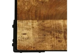 Mesa De Centro| Mesa de centro | Mesa de apoio madeira de mangueira maciça áspera e aço 110 cm Castanho