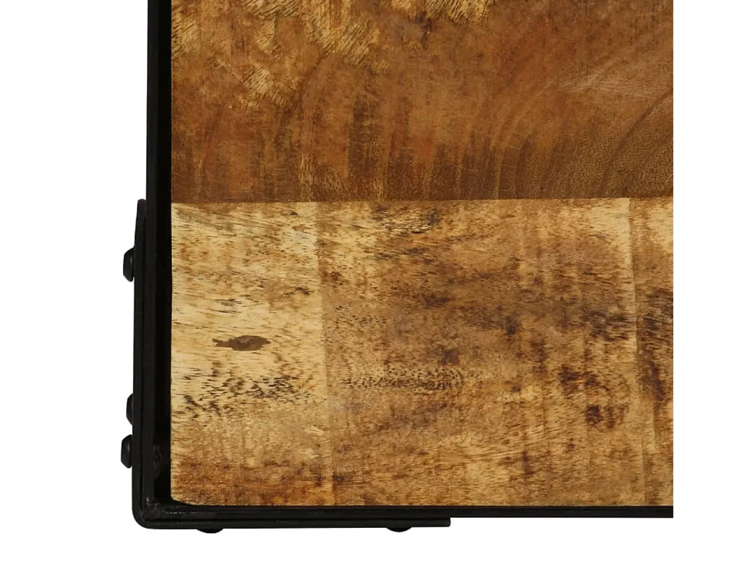 Mesa De Centro| Mesa de centro | Mesa de apoio madeira de mangueira maciça áspera e aço 110 cm Castanho