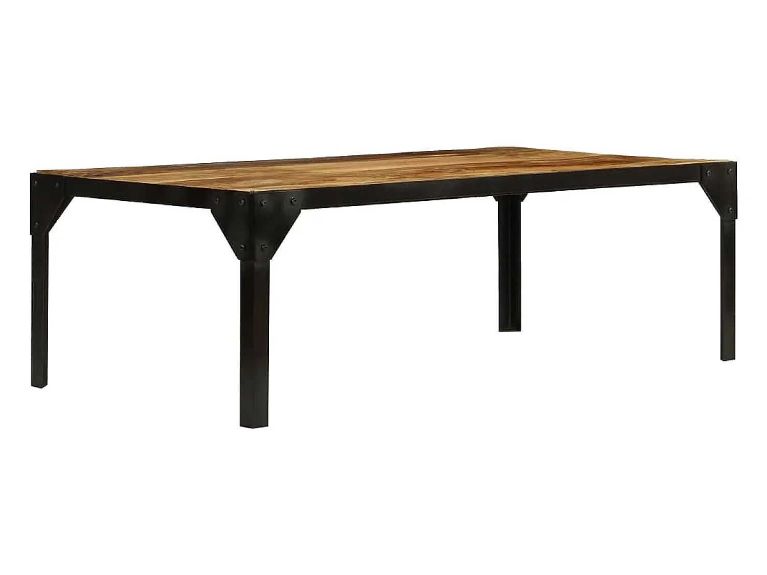 Mesa De Centro| Mesa de centro | Mesa de apoio madeira de mangueira maciça áspera e aço 110 cm Castanho