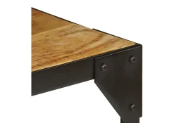 Mesa De Centro| Mesa de centro | Mesa de apoio madeira de mangueira maciça áspera e aço 110 cm Castanho