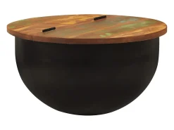 Clearance Mesa de centro | Mesa de apoio 50x27 cm madeira recuperada maciça Preto