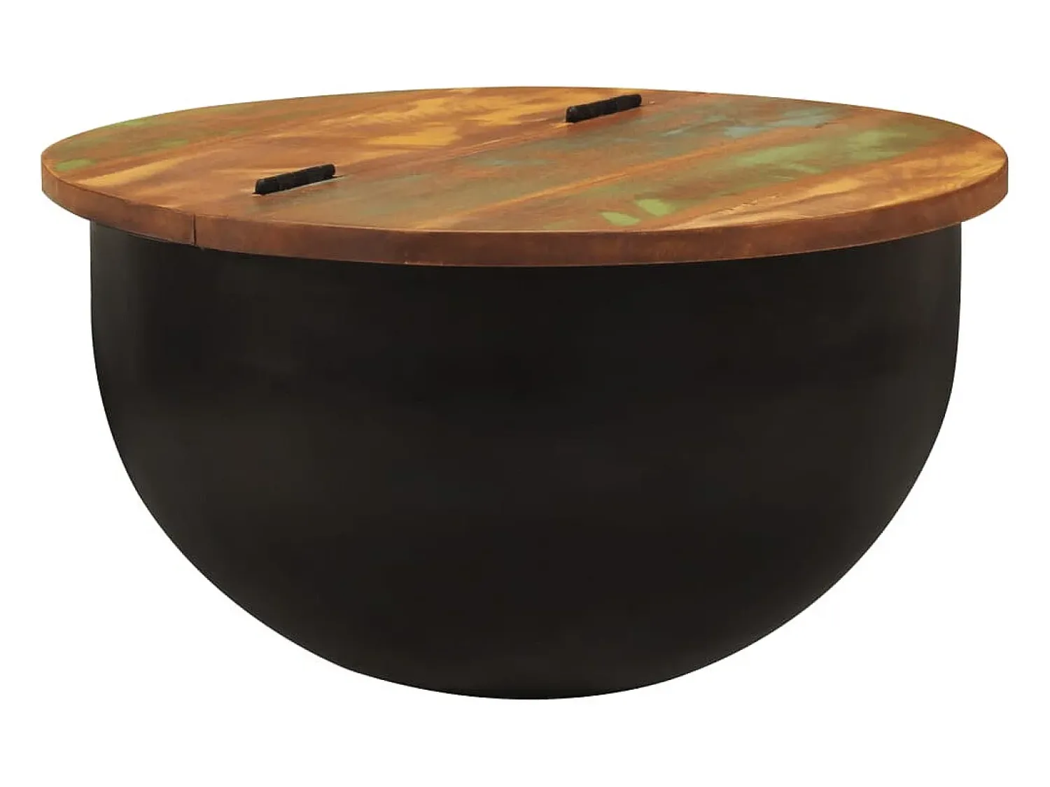 Clearance Mesa de centro | Mesa de apoio 50x27 cm madeira recuperada maciça Preto