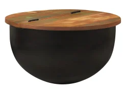 Clearance Mesa de centro | Mesa de apoio 50x27 cm madeira recuperada maciça Preto