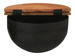 Clearance Mesa de centro | Mesa de apoio 50x27 cm madeira recuperada maciça Preto