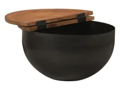 Clearance Mesa de centro | Mesa de apoio 50x27 cm madeira recuperada maciça Preto