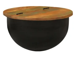 Clearance Mesa de centro | Mesa de apoio 50x27 cm madeira recuperada maciça Preto