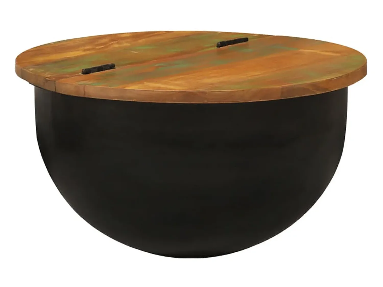Clearance Mesa de centro | Mesa de apoio 50x27 cm madeira recuperada maciça Preto