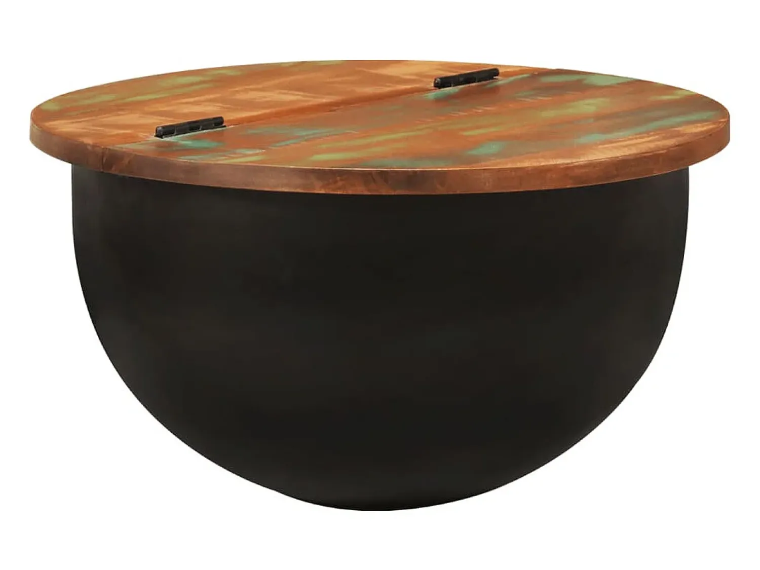 Clearance Mesa de centro | Mesa de apoio 50x27 cm madeira recuperada maciça Preto