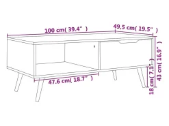 Hot Mesa de centro | Mesa de apoio 100x49.5x43 cm derivados de madeira Preto