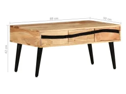 Mesa De Centro| Mesa de centro | Mesa de apoio | Mesa de café 88x50x42 cm madeira de acácia maciça Castanho