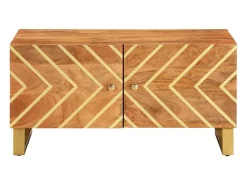 Mesa De Centro* Mesa de centro | Mesa de apoio 80x50x40 cm mangueira maciça e preto Castanho