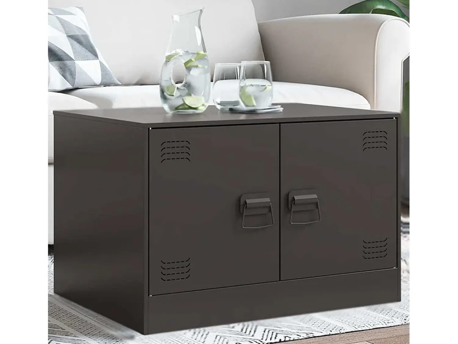 Mesa De Centro* Mesa de centro | Mesa de apoio 67x50x44 cm aço Preto