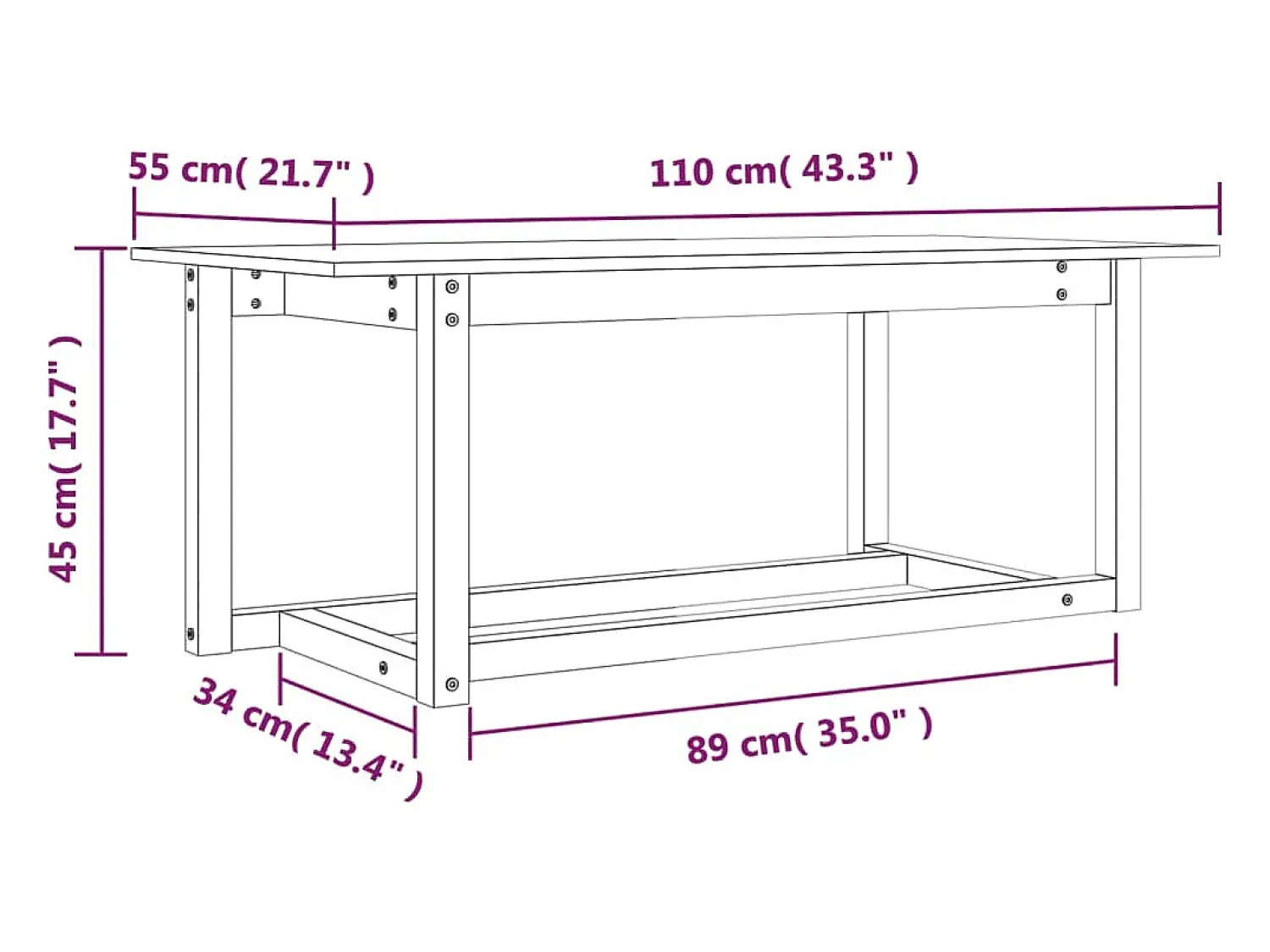 Mesa De Centro| Mesa de centro | Mesa de apoio 110x55x45 cm pinho maciço mel Castanho