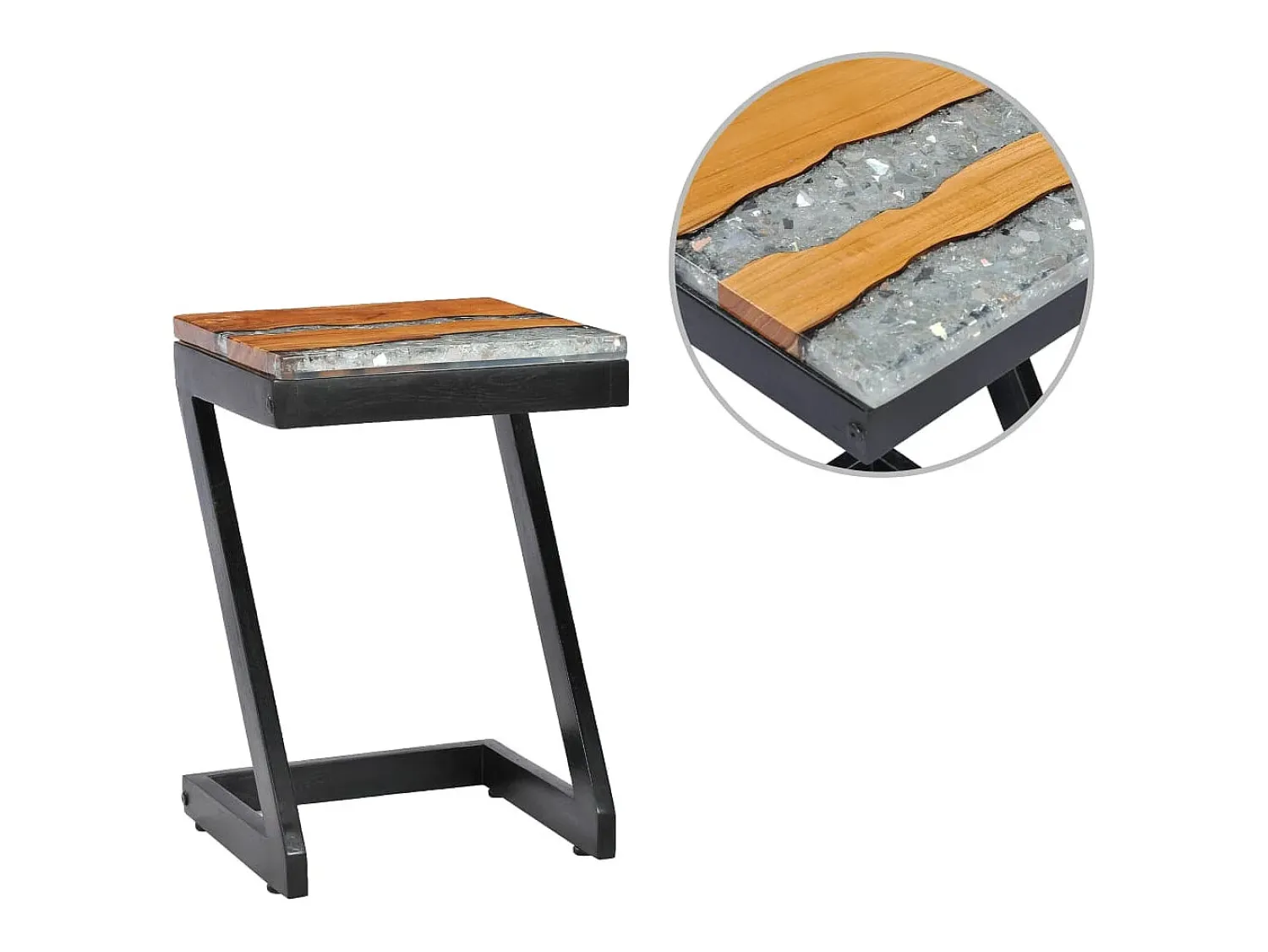 Sale Mesa de centro | Mesa de apoio | Mesa de café 30x30x50 cm madeira de teca maciça e poliresina Multicor