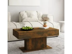 Mesa de centro | Mesa de apoio 96x50x45 cm derivados de madeira carvalho fumado^ Mesa De Centro