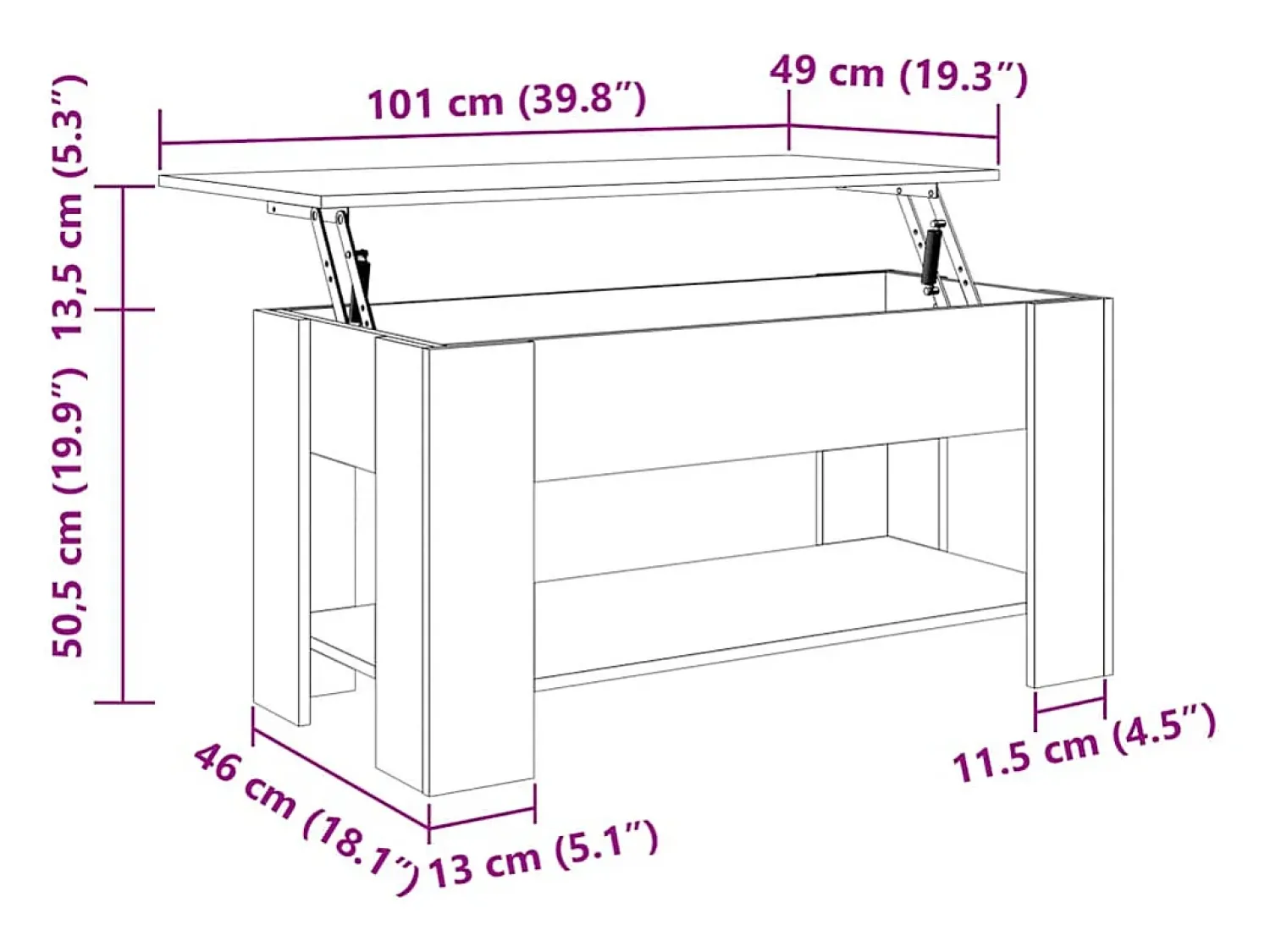 Best Mesa de centro | Mesa de apoio 101x49x52 cm madeira processada Branco