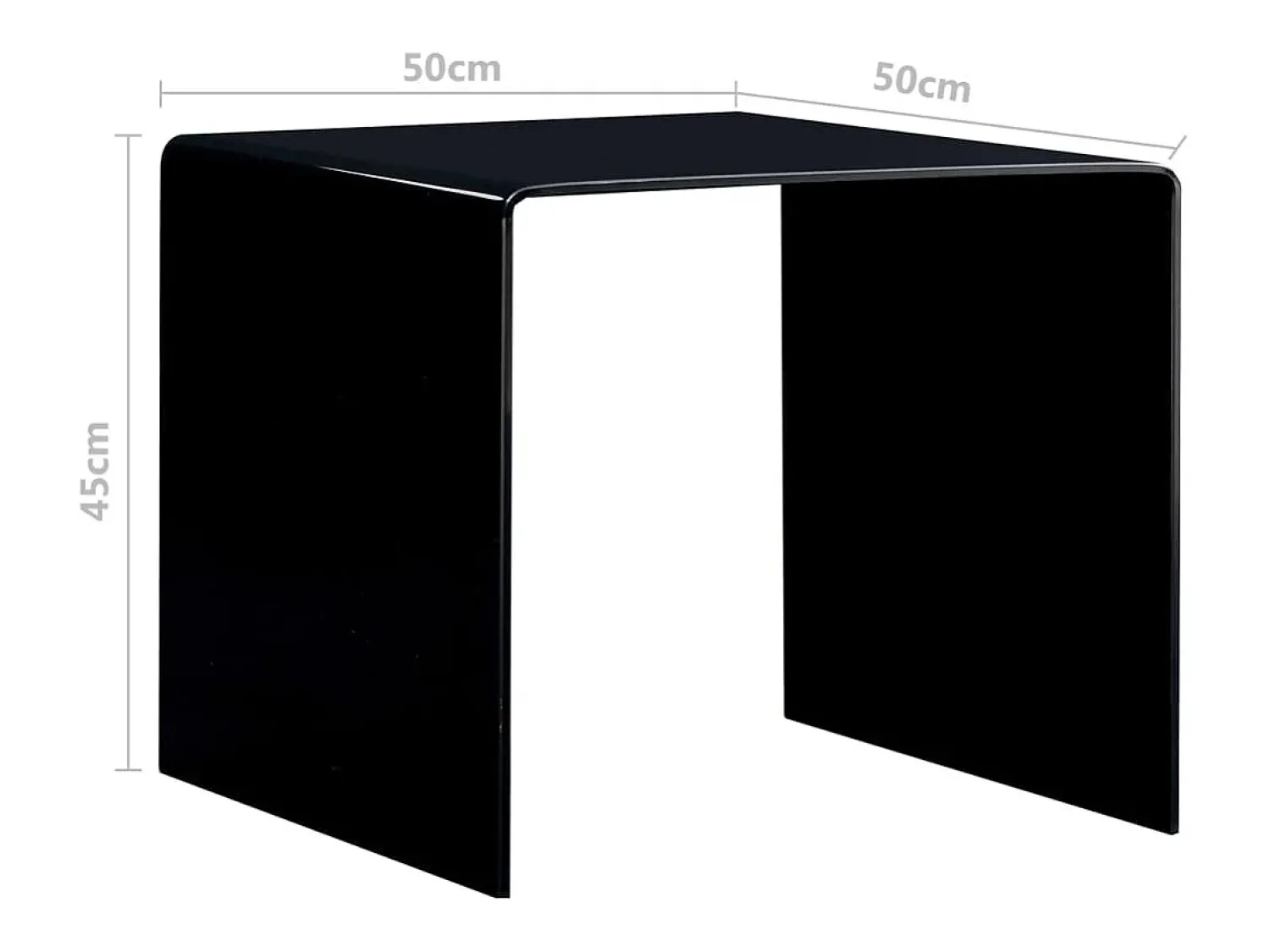 Mesa De Centro* Mesa de centro | Mesa de apoio 50x50x45 cm vidro temperado Preto