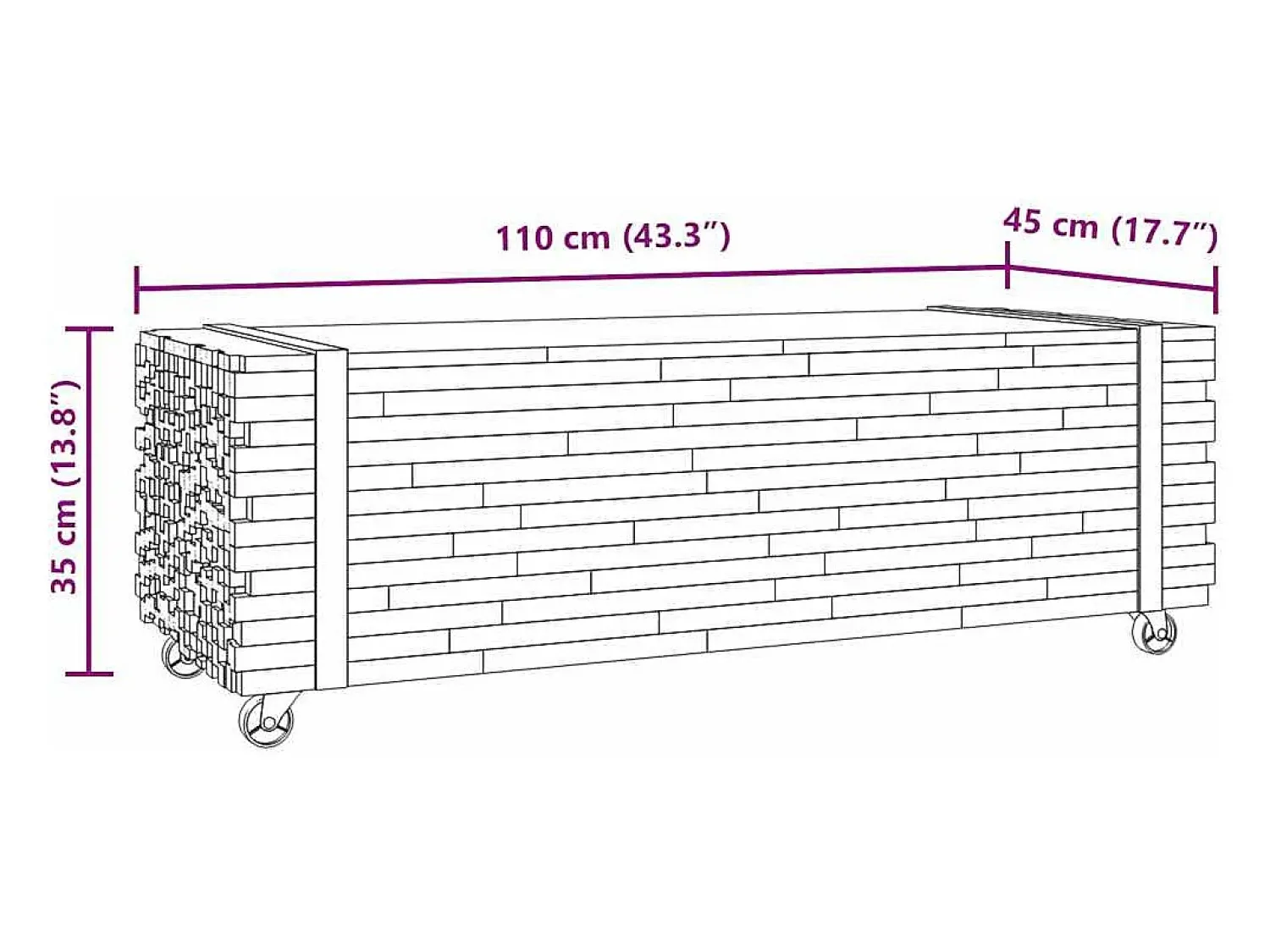 Clearance Mesa de centro | Mesa de apoio | Mesa de café 110x45x35 cm madeira maciça teca Castanho
