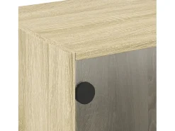 Mesa de centro | Mesa de apoio c/ portas de vidro 68x50x42 cm carvalho sonoma^ Mesa De Centro