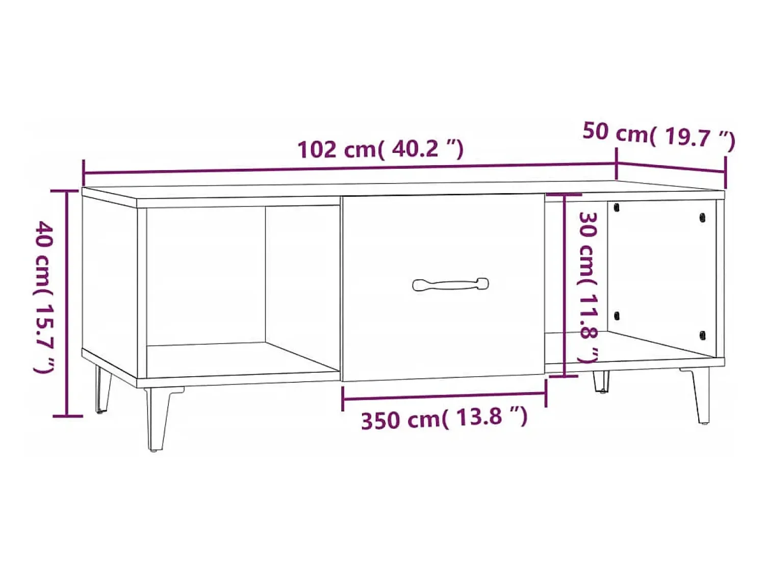 Mesa De Centro| Mesa de centro | Mesa de apoio 102x50x40 cm madeira processada cinza cimento Cinzento