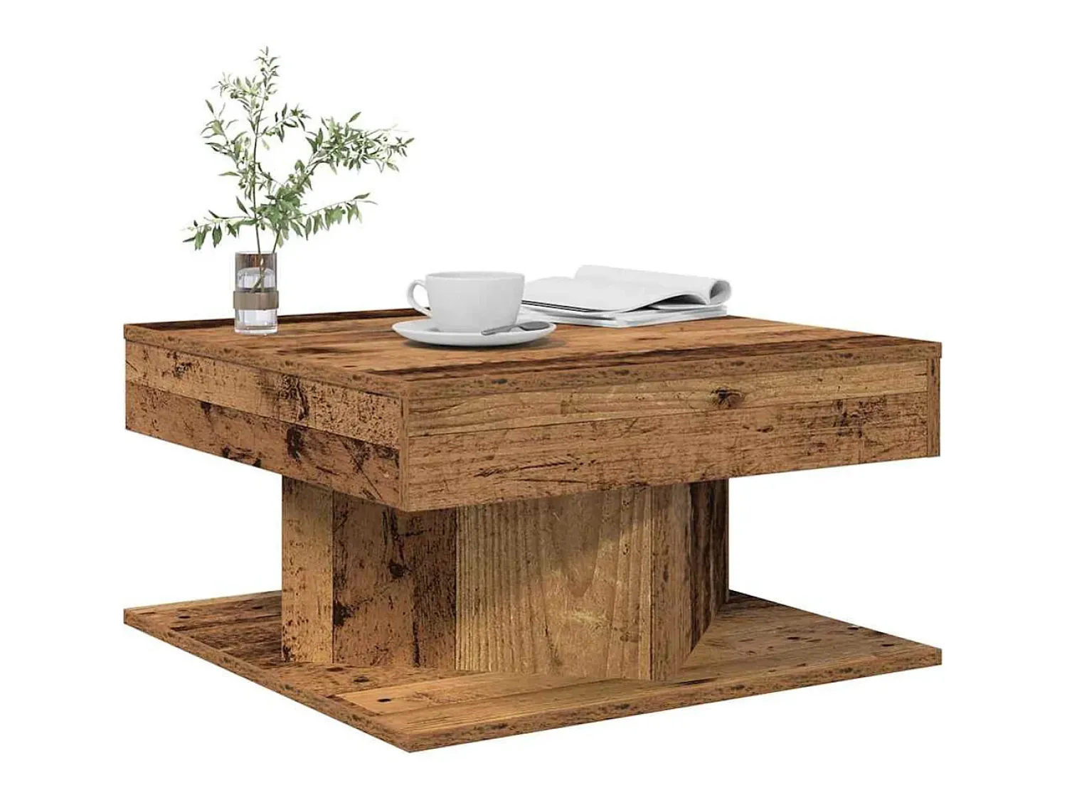 Mesa De Centro* Mesa de centro | Mesa de apoio 55x55x30 cm derivados de madeira madeira velha Castanho