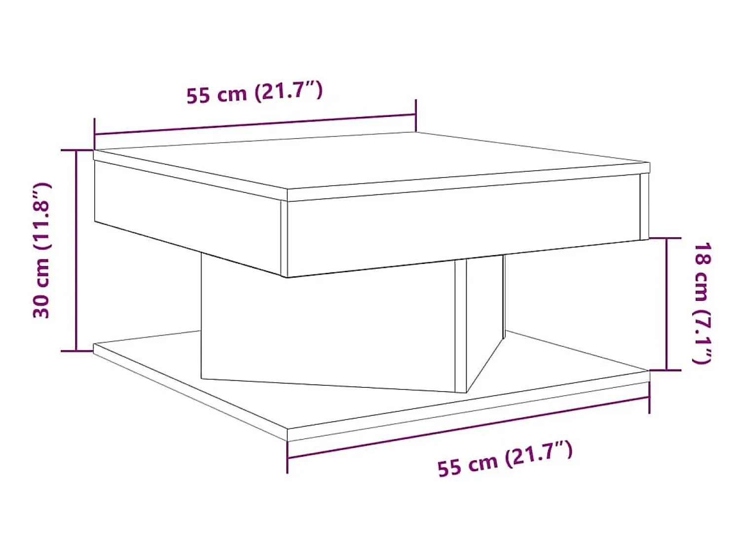 Mesa De Centro* Mesa de centro | Mesa de apoio 55x55x30 cm derivados de madeira madeira velha Castanho