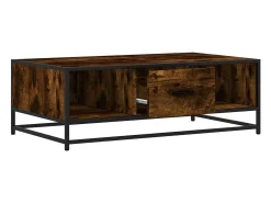Mesa De Centro* Mesa de centro | Mesa de apoio 100x57x35cm deriv. madeira/metal carvalho fumado Castanho