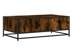 Mesa De Centro* Mesa de centro | Mesa de apoio 100x57x35cm deriv. madeira/metal carvalho fumado Castanho