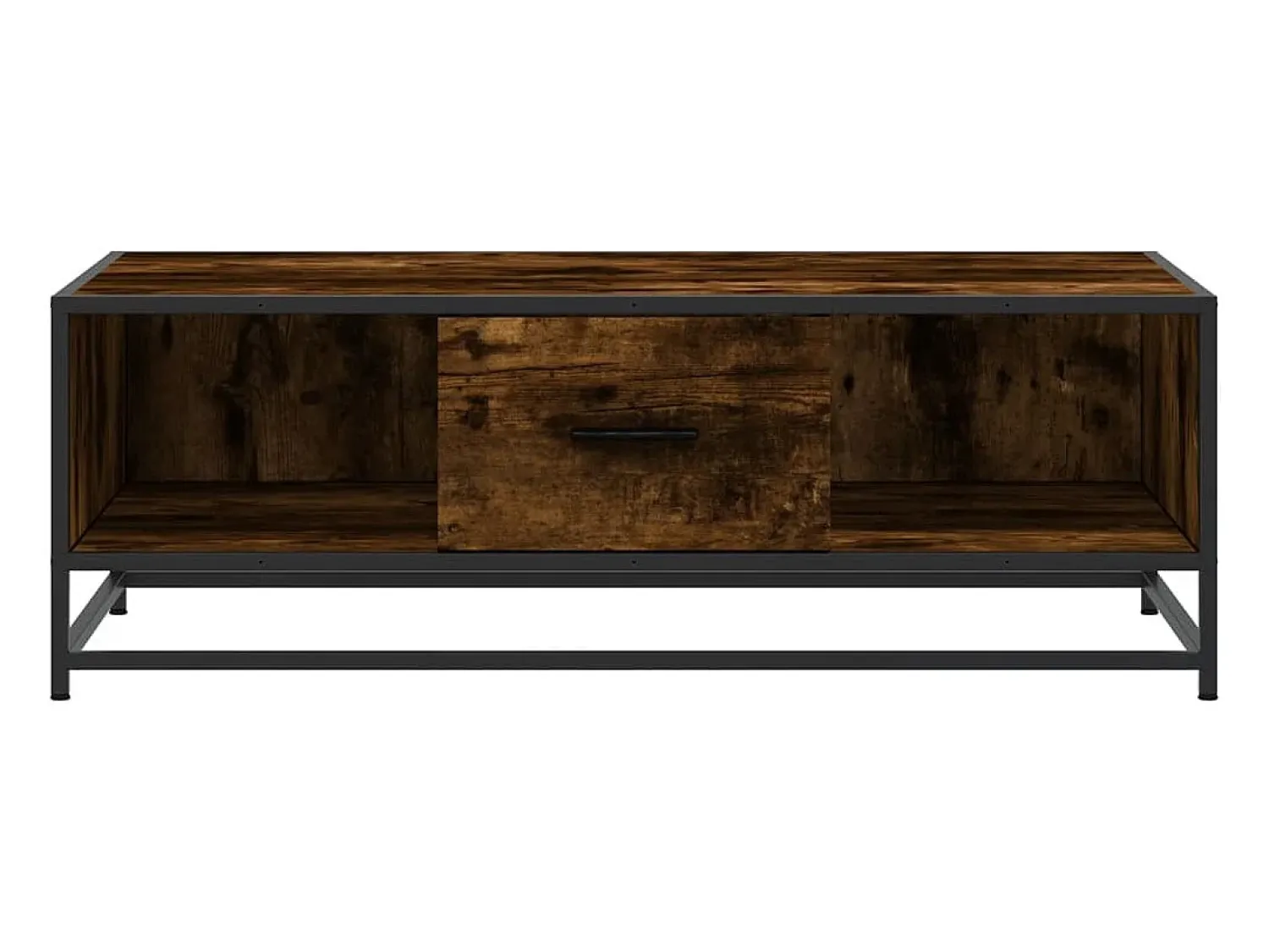 Mesa De Centro* Mesa de centro | Mesa de apoio 100x57x35cm deriv. madeira/metal carvalho fumado Castanho