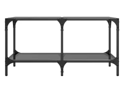 Mesa de centro | Mesa de apoio com topo em vidro 78.5x40x40 cm aço^ Mesa De Centro