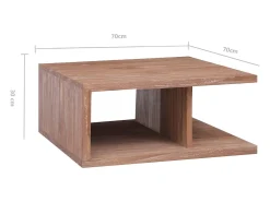 Clearance Mesa de centro | Mesa de apoio | Mesa de café 70x70x30 cm madeira de teca maciça Castanho