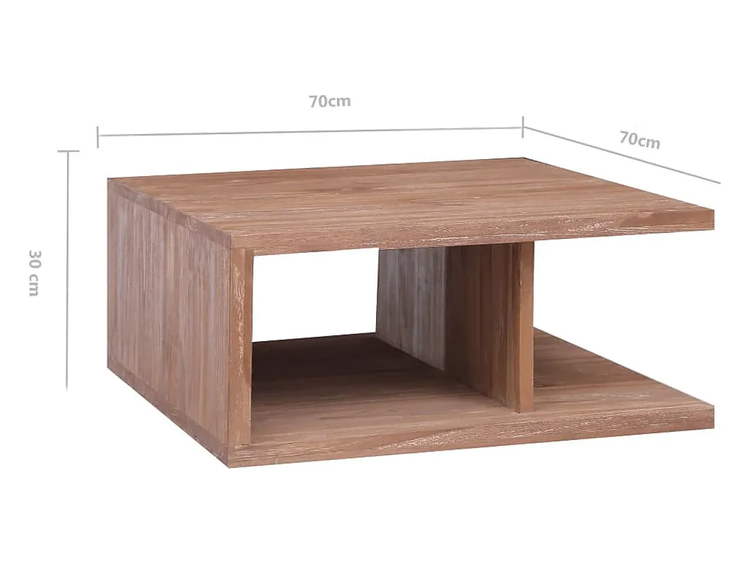 Clearance Mesa de centro | Mesa de apoio | Mesa de café 70x70x30 cm madeira de teca maciça Castanho