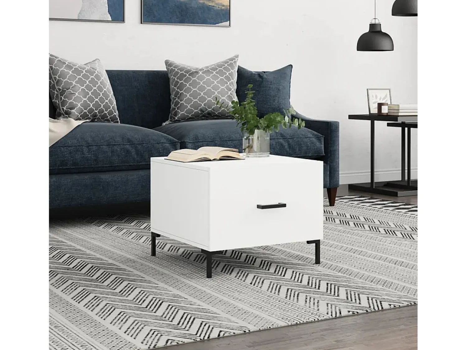 Hot Mesa de centro | Mesa de apoio 50x50x40 cm derivados de madeira Branco