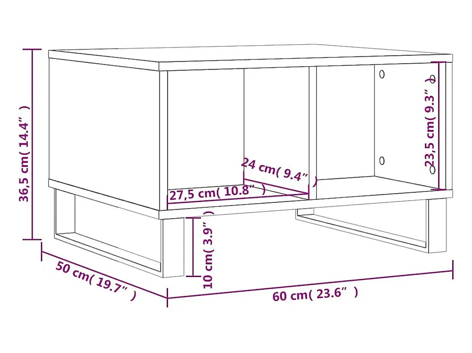 Mesa de centro | Mesa de apoio 60x50x36.5 cm derivados de madeira^ Mesa De Centro