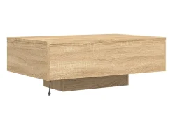 Mesa de centro | Mesa de apoio | Mesa de café com luzes LED 85x55x31 cm carvalho sonoma^ Mesa De Centro