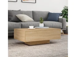 Mesa de centro | Mesa de apoio | Mesa de café com luzes LED 85x55x31 cm carvalho sonoma^ Mesa De Centro