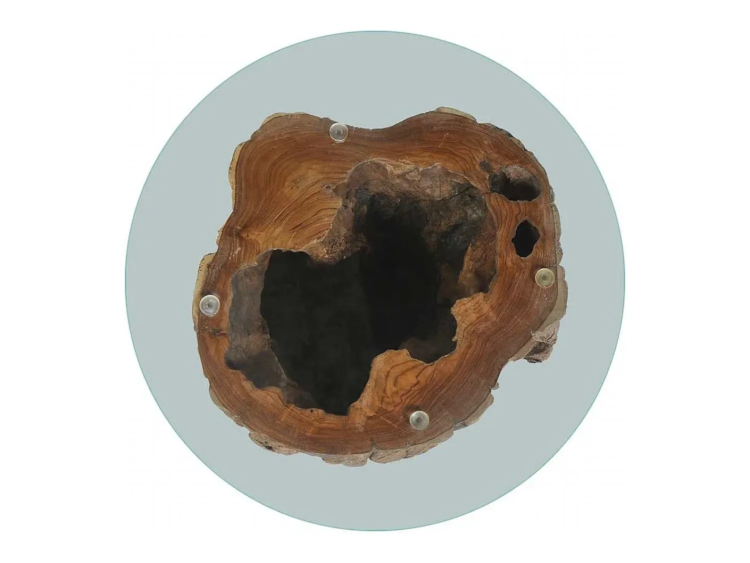 Mesa De Centro| Mesa de centro | Mesa de apoio em teca e vidro 50x40 cm Castanho