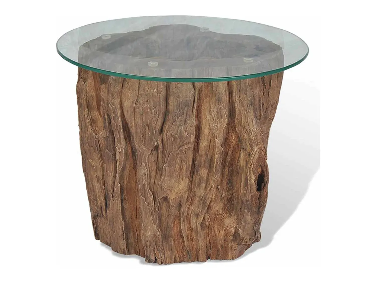 Mesa De Centro| Mesa de centro | Mesa de apoio em teca e vidro 50x40 cm Castanho