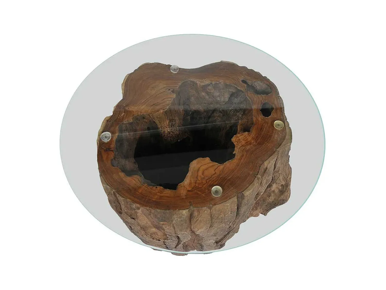 Mesa De Centro| Mesa de centro | Mesa de apoio em teca e vidro 50x40 cm Castanho
