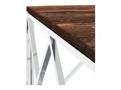 Mesa De Centro| Mesa de centro | Mesa de apoio | Mesa de café aço inoxidável e madeira recuperada maciça Prateado