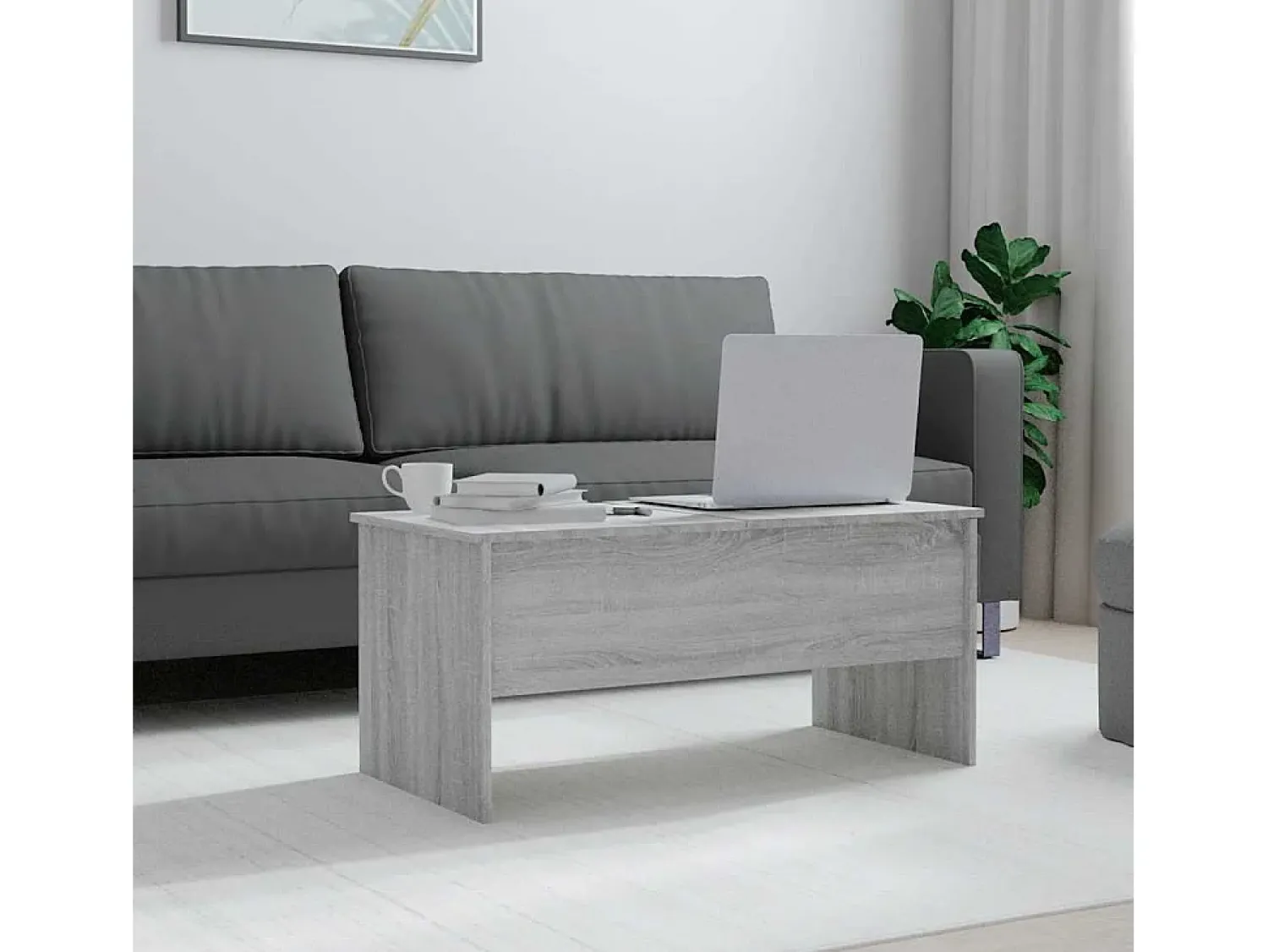 Mesa De Centro| Mesa de centro | Mesa de apoio 102x50.5x46.5 cm madeira processada sonoma cinza Cinzento